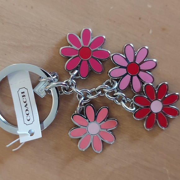 COACH MULTI FLOWER DAISIES KEYCHAIN NWT F69937 - Picture 2 of 6